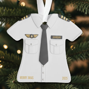 Ornamento Piloto Capitão de Avião Natal