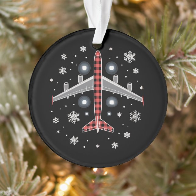 Ornamento Piloto de Natal de Xadrez de Avião (Árvore)