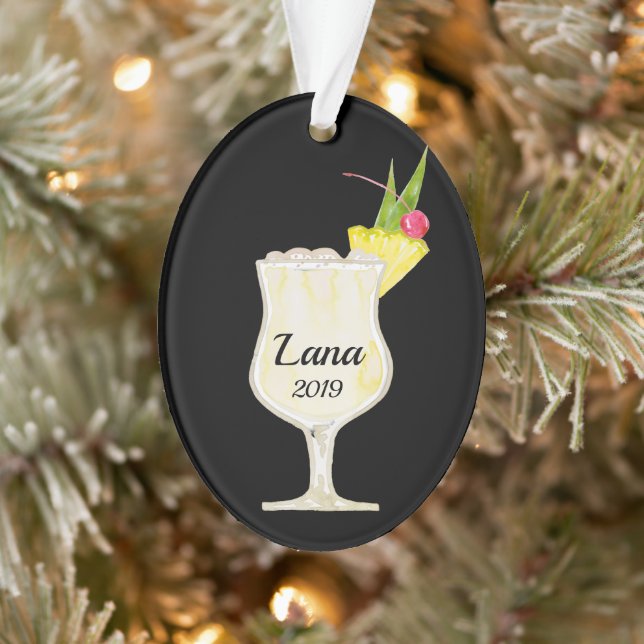 Ornamento Pina Colada Cocktail Personalizado (Árvore)