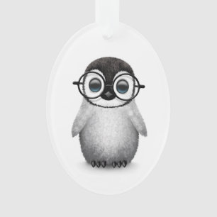 Ornamento Pinguim bonito do bebê que veste vidros do olho n
