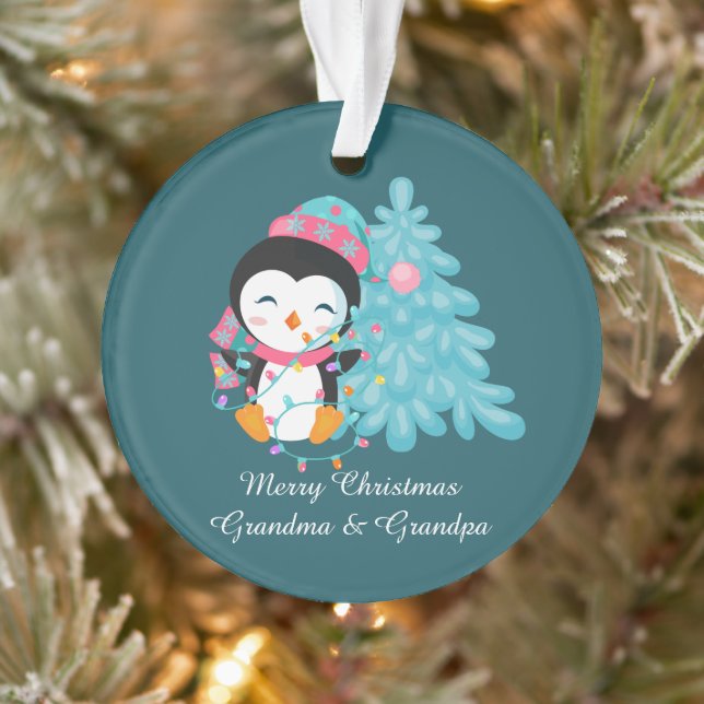 Ornamento Pinguim de Natal Avós acrescentam sentimentos (Árvore)