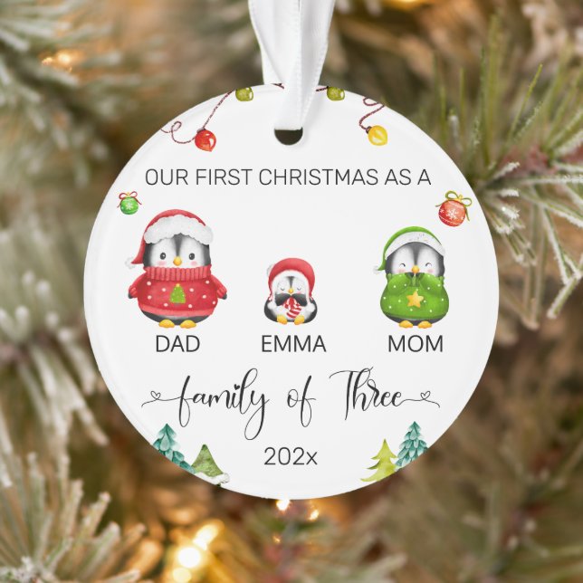 Ornamento Pinguim de Natal Personalizado do Bebê (Árvore)