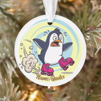 Ornamento Pinguim Engraçado em Patins de Rodas