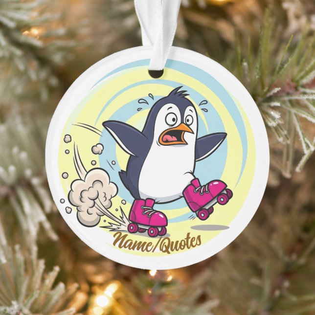 Ornamento Pinguim Engraçado em Patins de Rodas (Árvore)