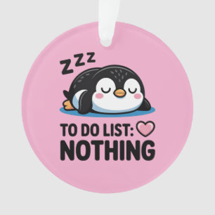 Ornamento pinguim fofo dormindo, lista de tarefas nada