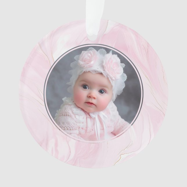 Ornamento Pink Baby Girl First Christmas Ornament (Frente)