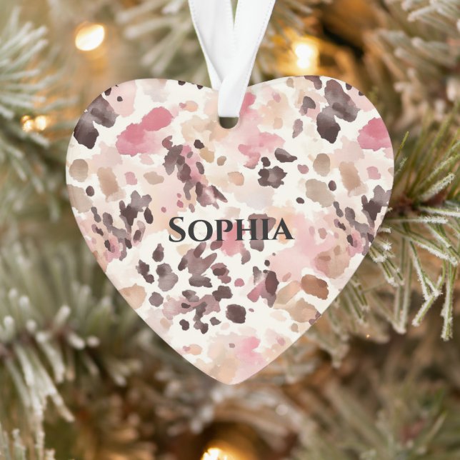Ornamento Pink Cream Brown Leopardo Natal (Árvore)