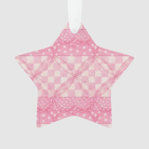 Ornamento PINK HEART QUILT Acrylic Star Ornament