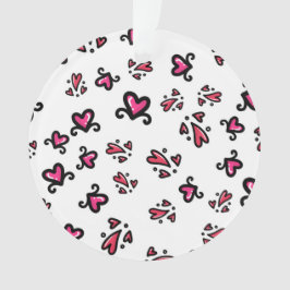 Ornamento Pink Hearts Pattern – Cute Doodle Design