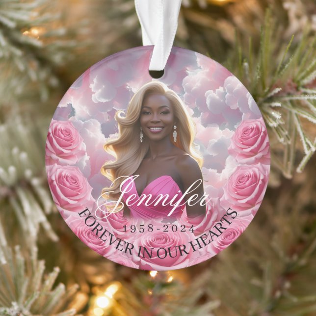 Ornamento Pink Roses Memorial Christmas Tree Ornament  (Árvore)
