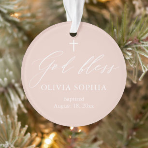 Ornamento Pink White Cross Girl Fotografia Baptism
