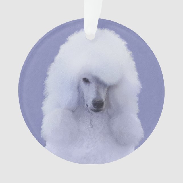 Ornamento Pintura Branca de Poodle Padrão - Arte Cão Origina (Frente)