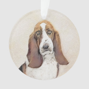 Ornamento Pintura de Cachorro Basset - Arte de Cachorro Orig