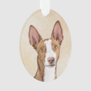 Ornamento Pintura de Cão Ibizan - Arte Cão Original Bonita