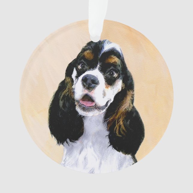 Ornamento Pintura de Cocker Spaniel (Parti) - Arte Original  (Frente)