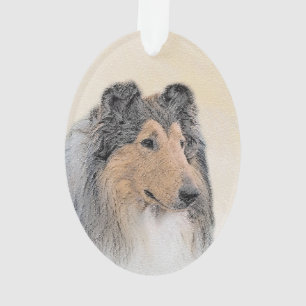 Ornamento Pintura de Collie (Rough) - Arte Cão Original Bon