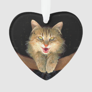 Ornamento Pintura de Gatos Loucos - Arte de Gato Original Bo