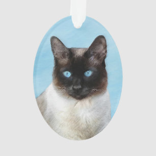 Ornamento Pintura De Gatos Siameses - Arte De Gato Original 