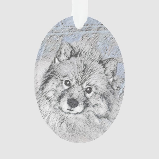 Ornamento Pintura de Keeshond Beth - Arte de Cachorro Origin (Verso)
