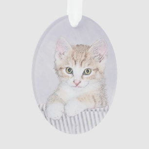 Ornamento Pintura de Kitten Amarela - Arte Original para Gat