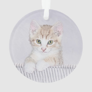 Ornamento Pintura de Kitten Amarela - Arte Original para Gat