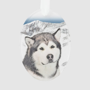 Ornamento Pintura de Malamute no Alasca - Arte de Cachorro O