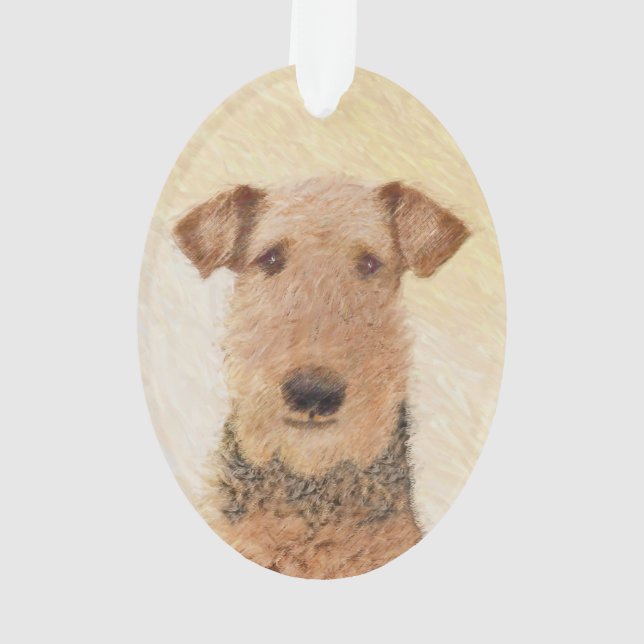 Ornamento Pintura de Terrier Airedale - Arte original cômoda (Verso)