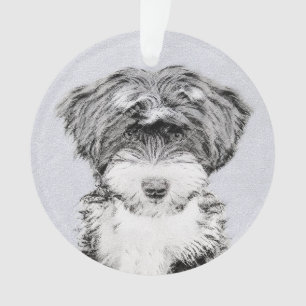 Ornamento Pintura de Terrier Tibetano - Arte de cão origina
