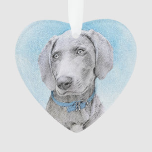 Ornamento Pintura de Weimaraner - Arte de Cachorro Original