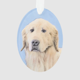 Ornamento Pintura do ouro Retriever - Arte Cachorra Original