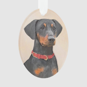 Ornamento Pintura do Pinscher Alemão Arte Animal Original