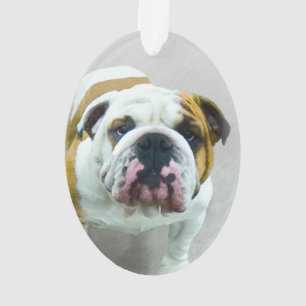 Ornamento Pintura em Bulldog - Arte Cão Original Bonita