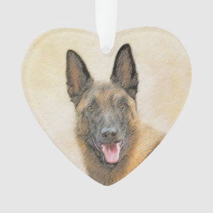 Ornamento Pintura em Malinois Belga - Arte Cachorra Original