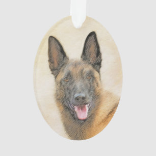 Ornamento Pintura em Malinois Belga - Arte Cachorra Original