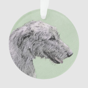 Ornamento Pintura em Wolfhound Irlandês - Arte Cão Origina