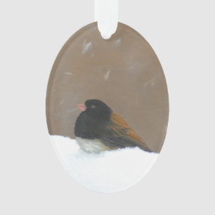 Ornamento Pintura Junco De Olhos Escuros - Arte De Pássaro 