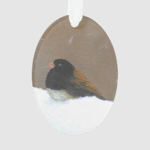Ornamento Pintura Junco De Olhos Escuros - Arte De Pássaro O