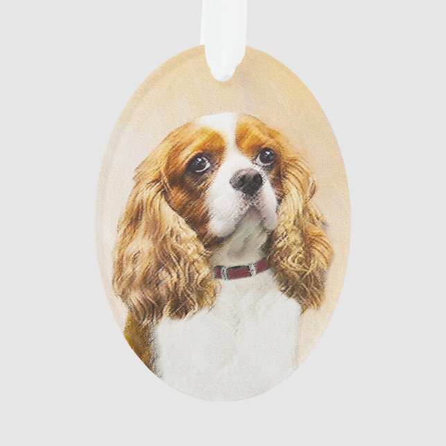 Ornamento Pintura Original do Cavalier King Charles Spaniel (Verso)