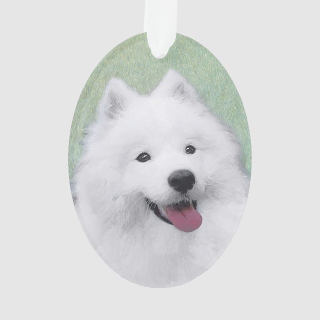 Ornamento Pintura Samoyed - Arte Cachorosa Original (Verso)