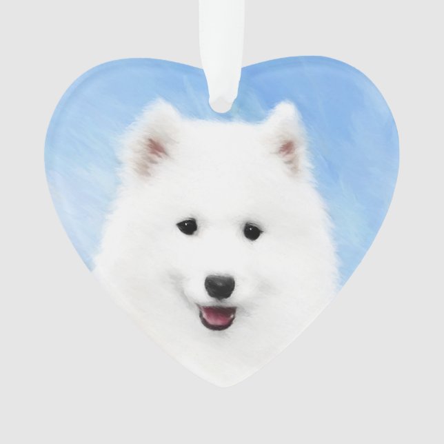Ornamento Pintura Samoyed Puppy - Arte Cachorra Original (Frente)