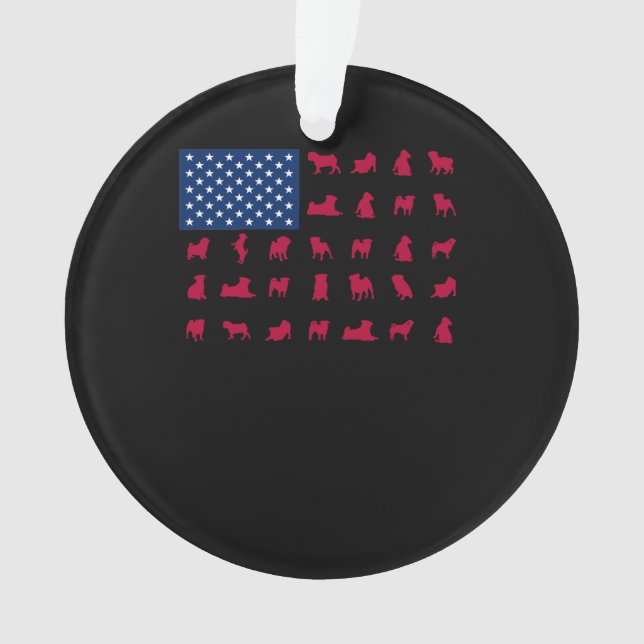 Ornamento Pitbull com a bandeira americana (Frente)