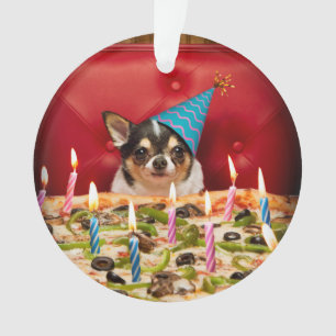 Ornamento Pizza Chihuahua Birthday