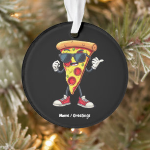Ornamento Pizza Dançante Fatia Uma Design Reprodutiva e Deli