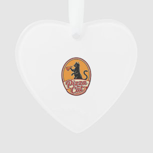 Ornamento Pizza Vintage Gato Retro Design Engraçado Amante d