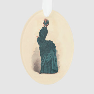 Ornamento Placa de Moda Vitoriana Antiga: Vestido com Arrast