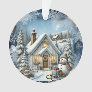 Ornamento Placas de papel de paisagem de natais vintages exc