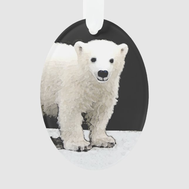 Ornamento Polar Bear Cub Painting - Arte Original (Frente)
