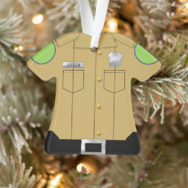 Ornamento Polícia Uniforme Tan com Silver Shield