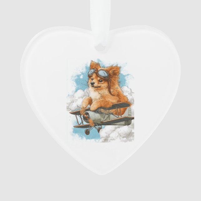 Ornamento Pomerânia Piloto � Cão Ás Voador (Frente)
