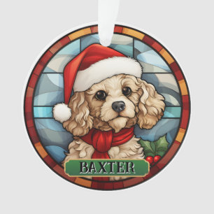 Ornamento Poodle de Vidro Conservado Personalizado